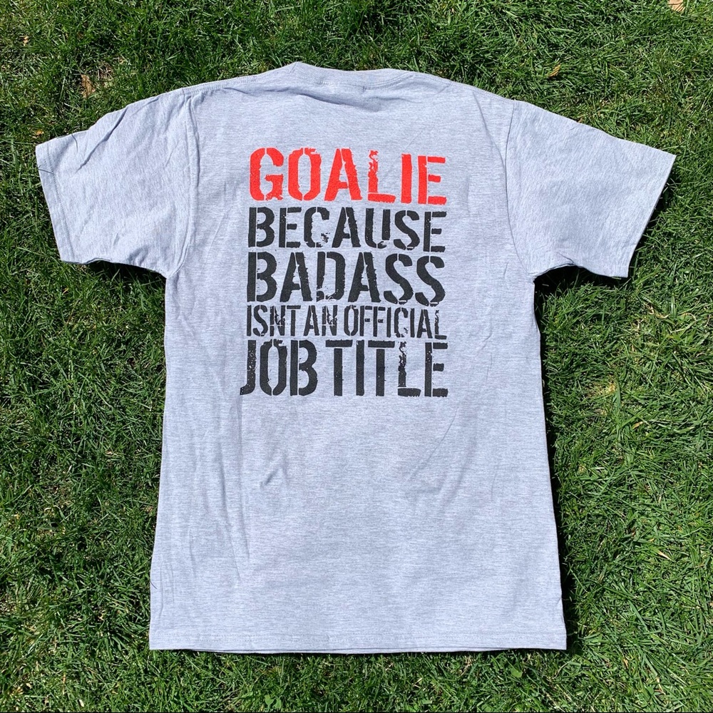 NEW OTC Badass Goalie Shirt Sport Grey Lacrosse, Hockey, Soccer Field Hockey